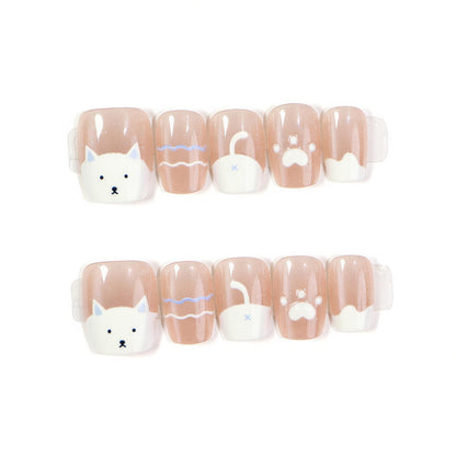 Cat-Themed Press-On Nail Art Acalora
