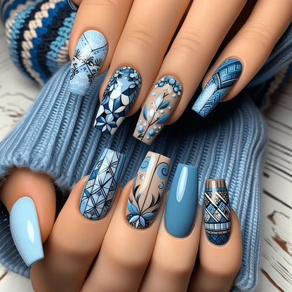 Nail art with floral and geometric design Acalora