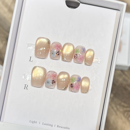 Artistic Floral-Design Press-On Nail Set Acalora