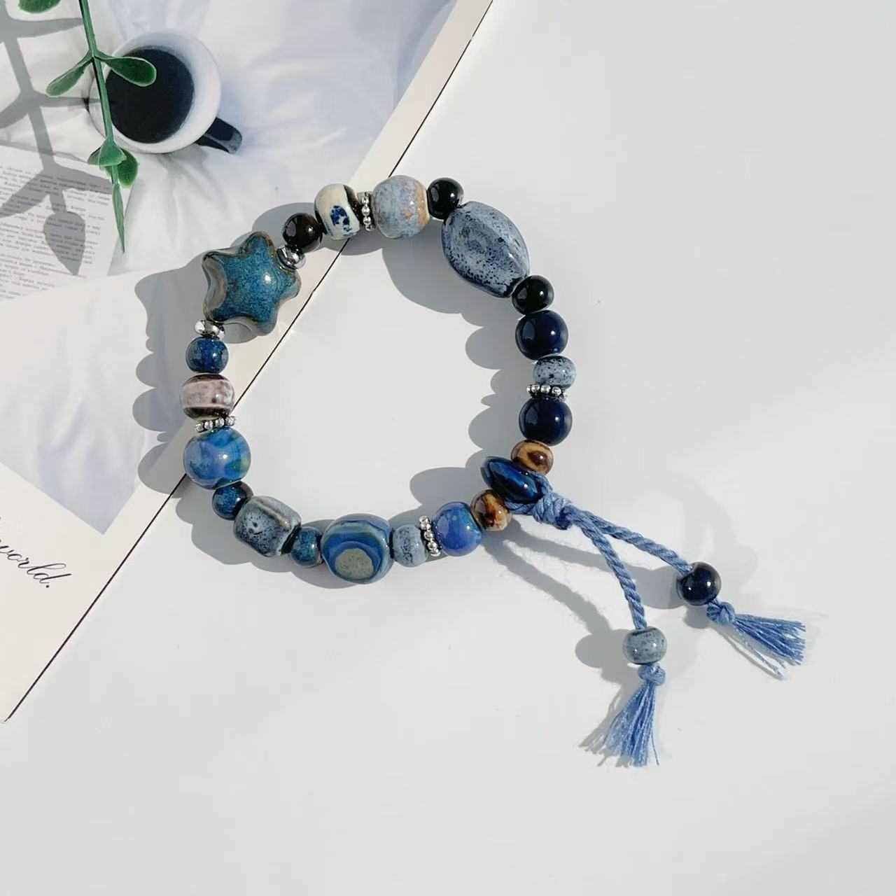 Handmade Stone Bead Stretch Bracelet Acalora