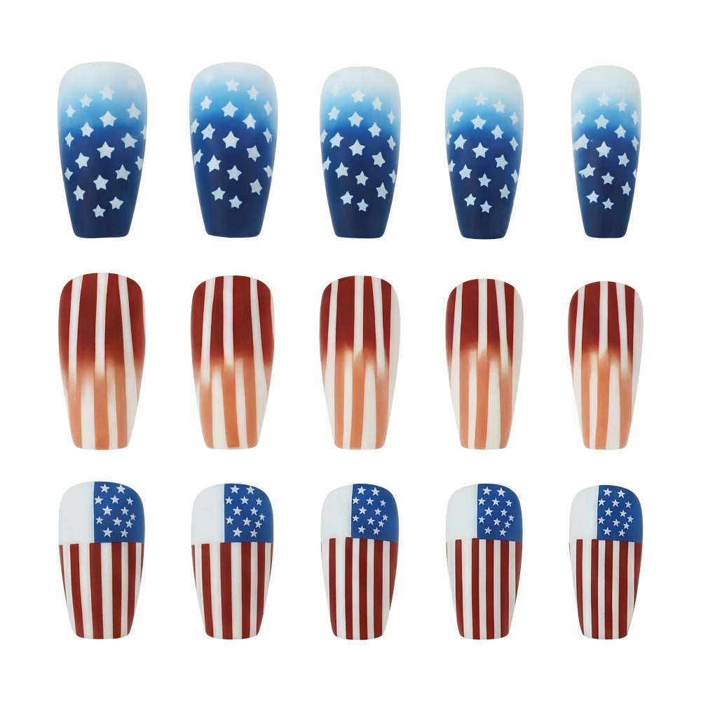 Patriotic design artificial nails Acalora