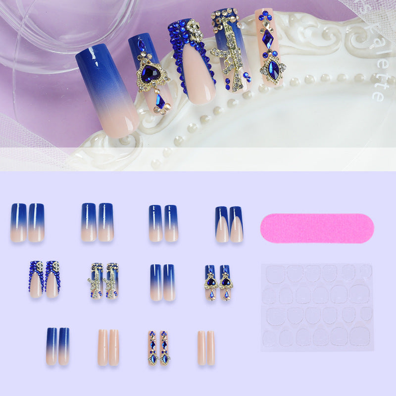 Artistic Rhinestone-Embellished Press-On Nail Art Set Acalora