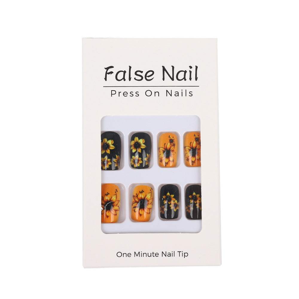 Artificial nails in floral design with sunflower motif Acalora