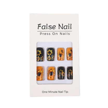 Artificial nails in floral design with sunflower motif Acalora