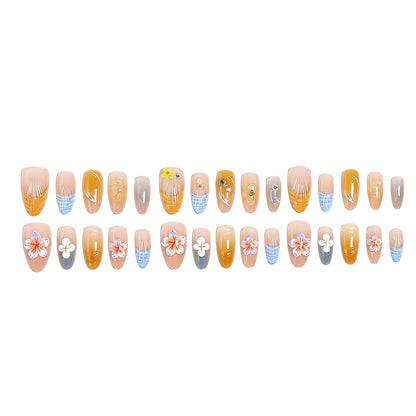 Acrylic nail set with aesthetic floral accents and gloss finish Acalora