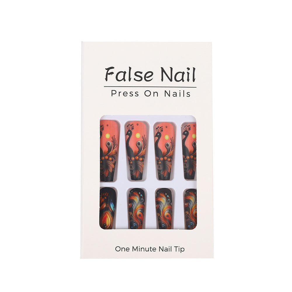 Creative Nail Art Set with Colorful Feather Designs Acalora