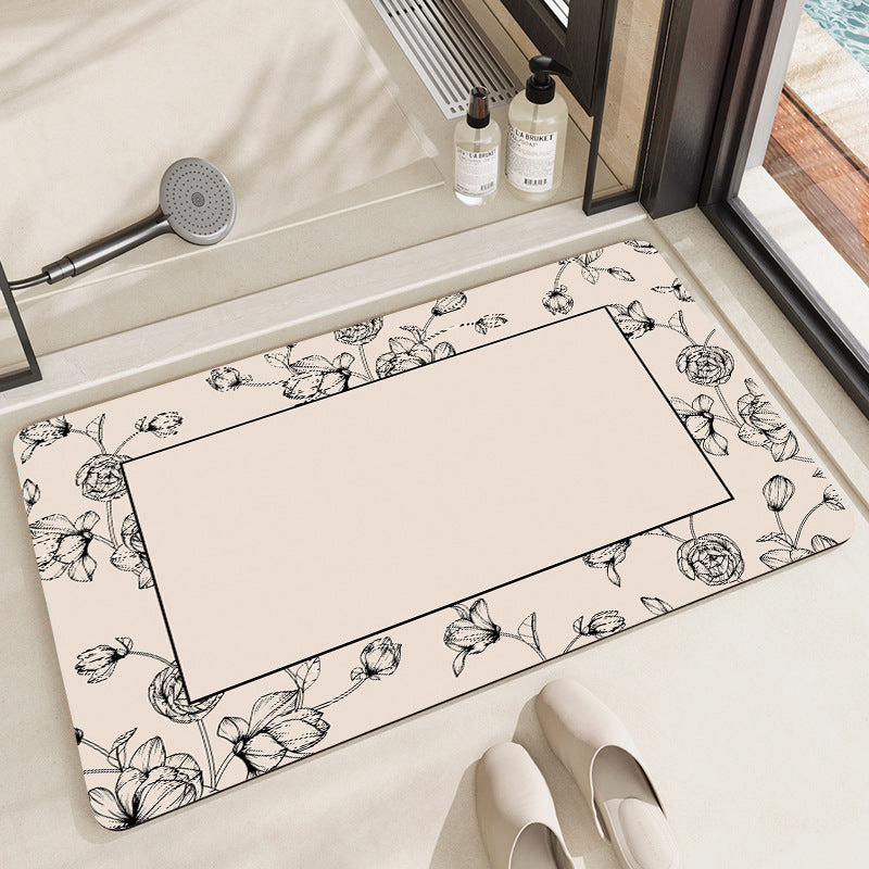 Floral Patterned Bathroom Mat Acalora