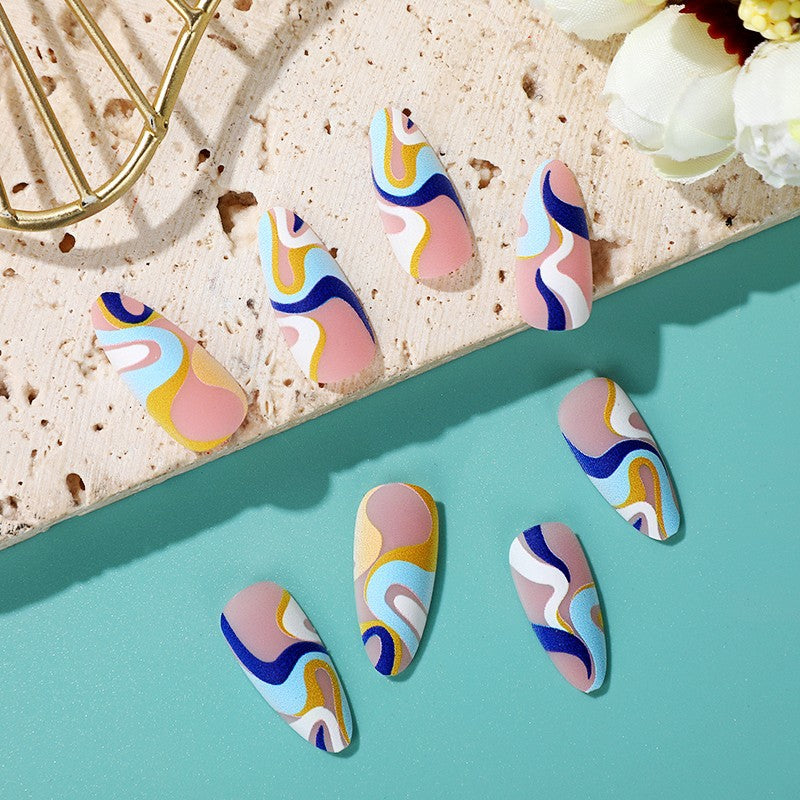 Artificial nails with modern wave-shaped design Acalora