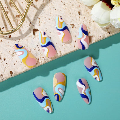 Artificial nails with modern wave-shaped design Acalora