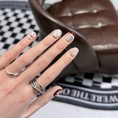 Festive Holiday-Themed Press-On Nail Art Set Acalora