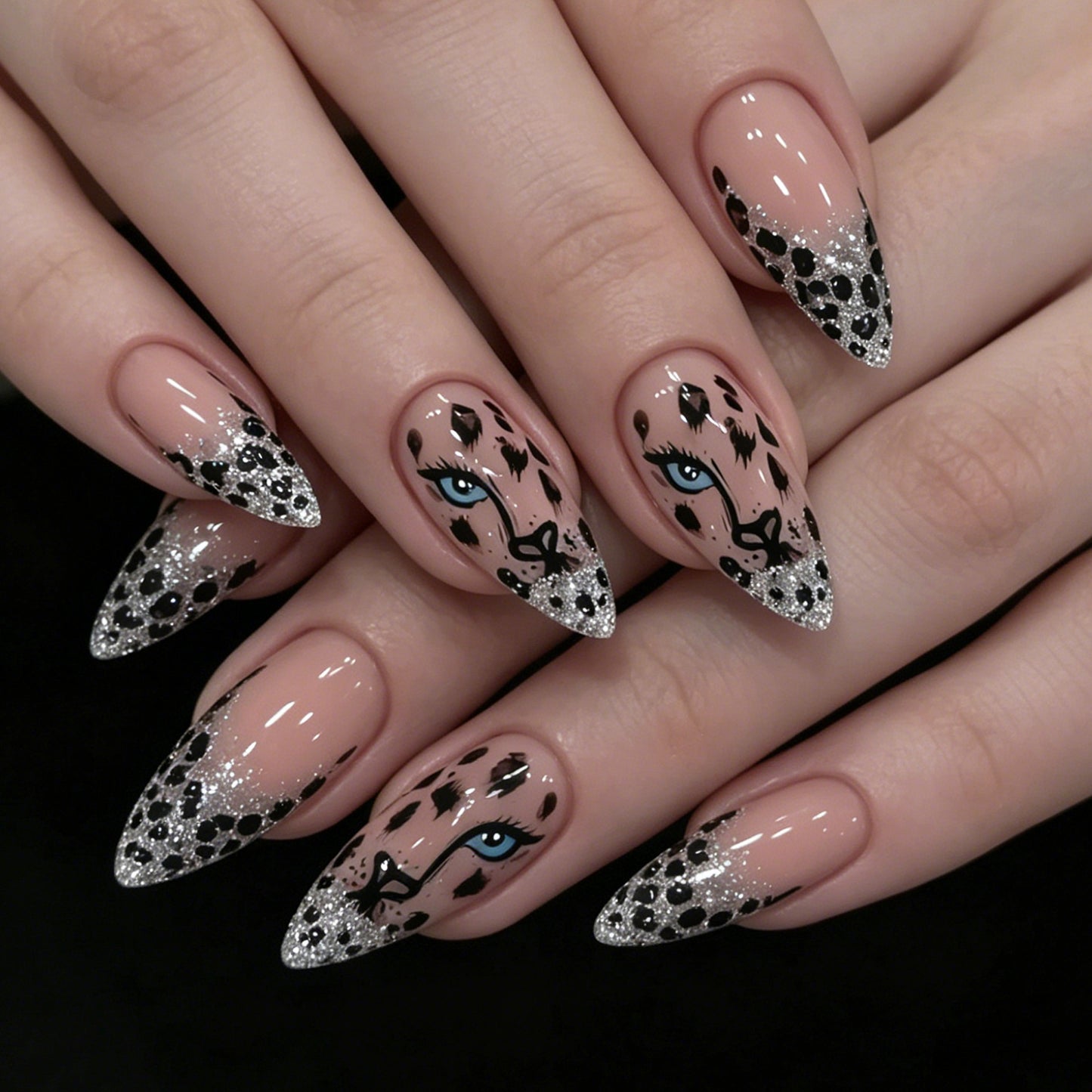 Artistic Leopard Print Stiletto Nail Art Tips Acalora