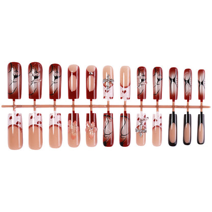 Decorative Press-On Nail Art Set with Floral and Artistic Designs Acalora
