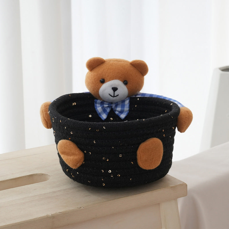 Cozy storage basket with bear motif Acalora