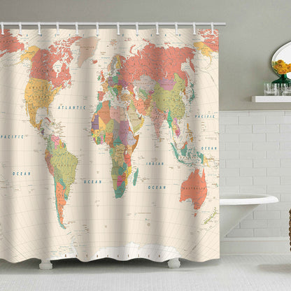 Vintage World Map Shower Curtain