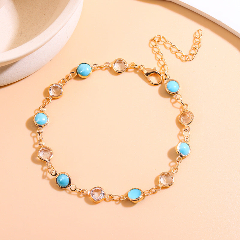 Elegant Beaded Charm Anklet Acalora
