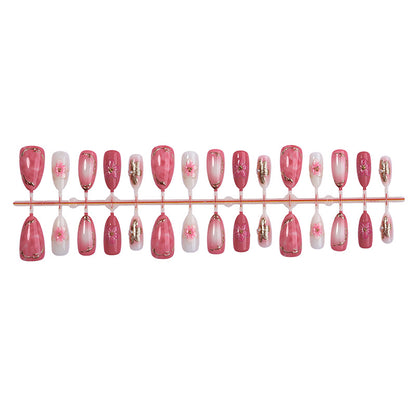 Elegant Floral Press-On Nail Set with Premium Detailing Acalora