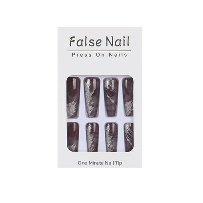 Artificial nails with glamorous silver design Acalora
