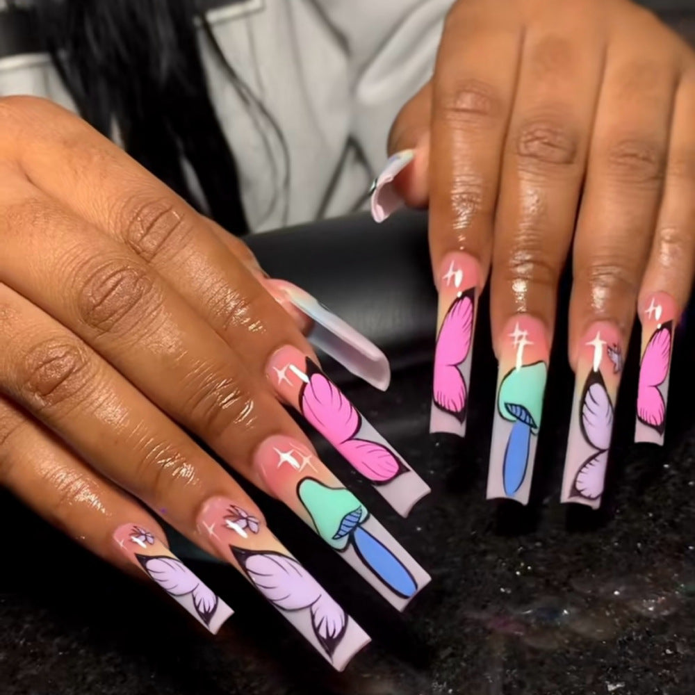 Artificial nails in elegant floral motif style Acalora