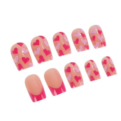 Artificial nails with romantic heart designs Acalora