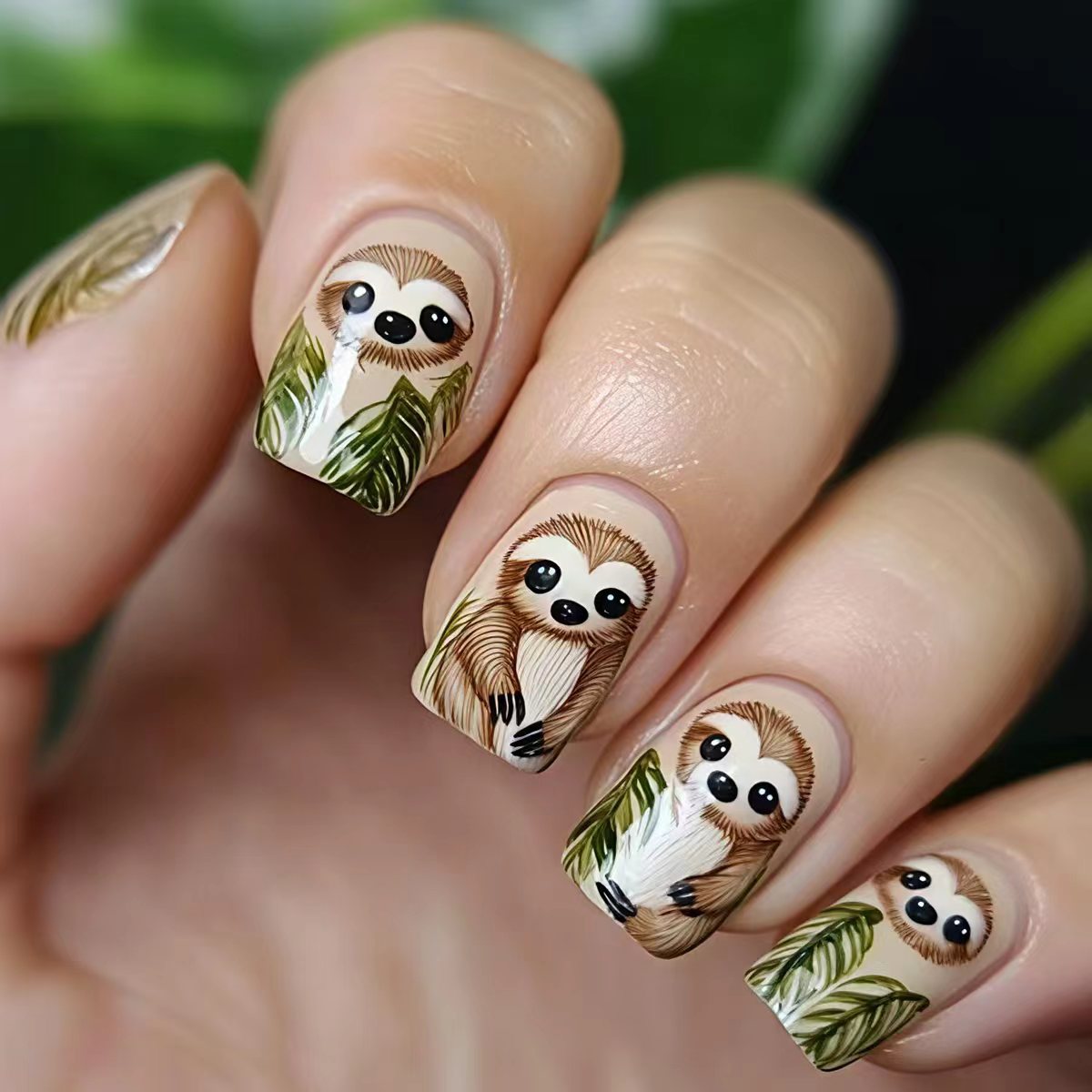 Sloth-Inspired 3D Nail Art Acalora