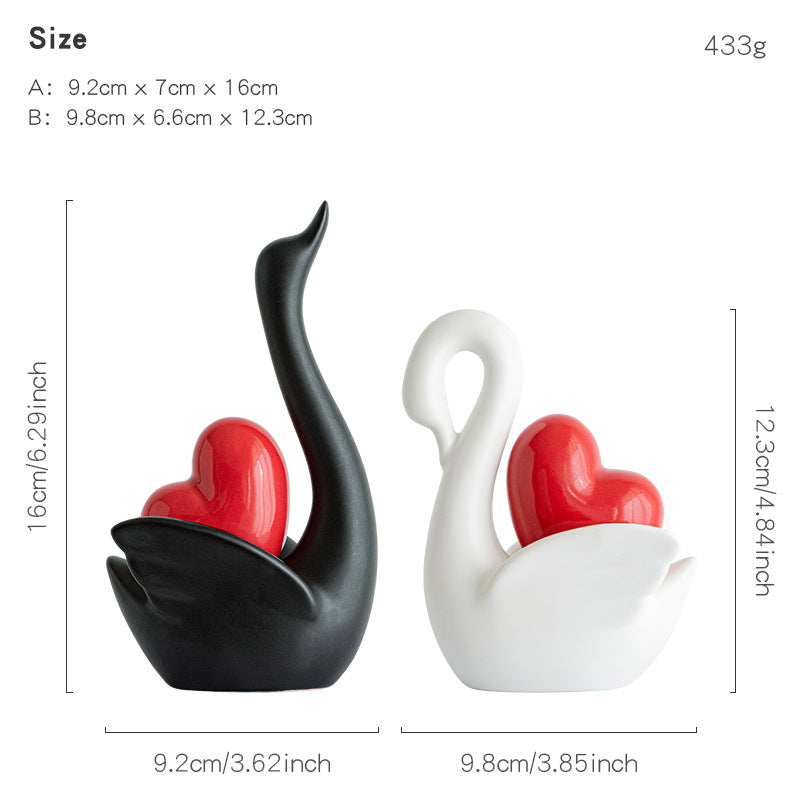 Elegant and romantic swans decorative figure Acalora