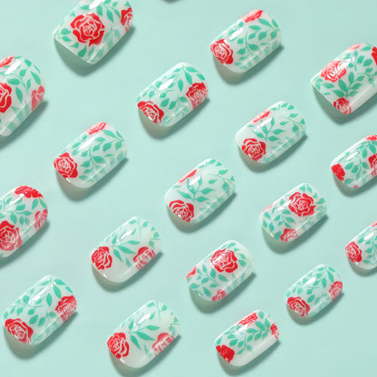 Artificial nails with romantic rose pattern Acalora