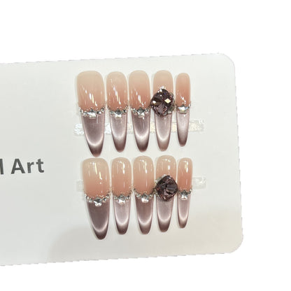 Decorative Crystal-Embellished Acrylic Nail Tips Acalora