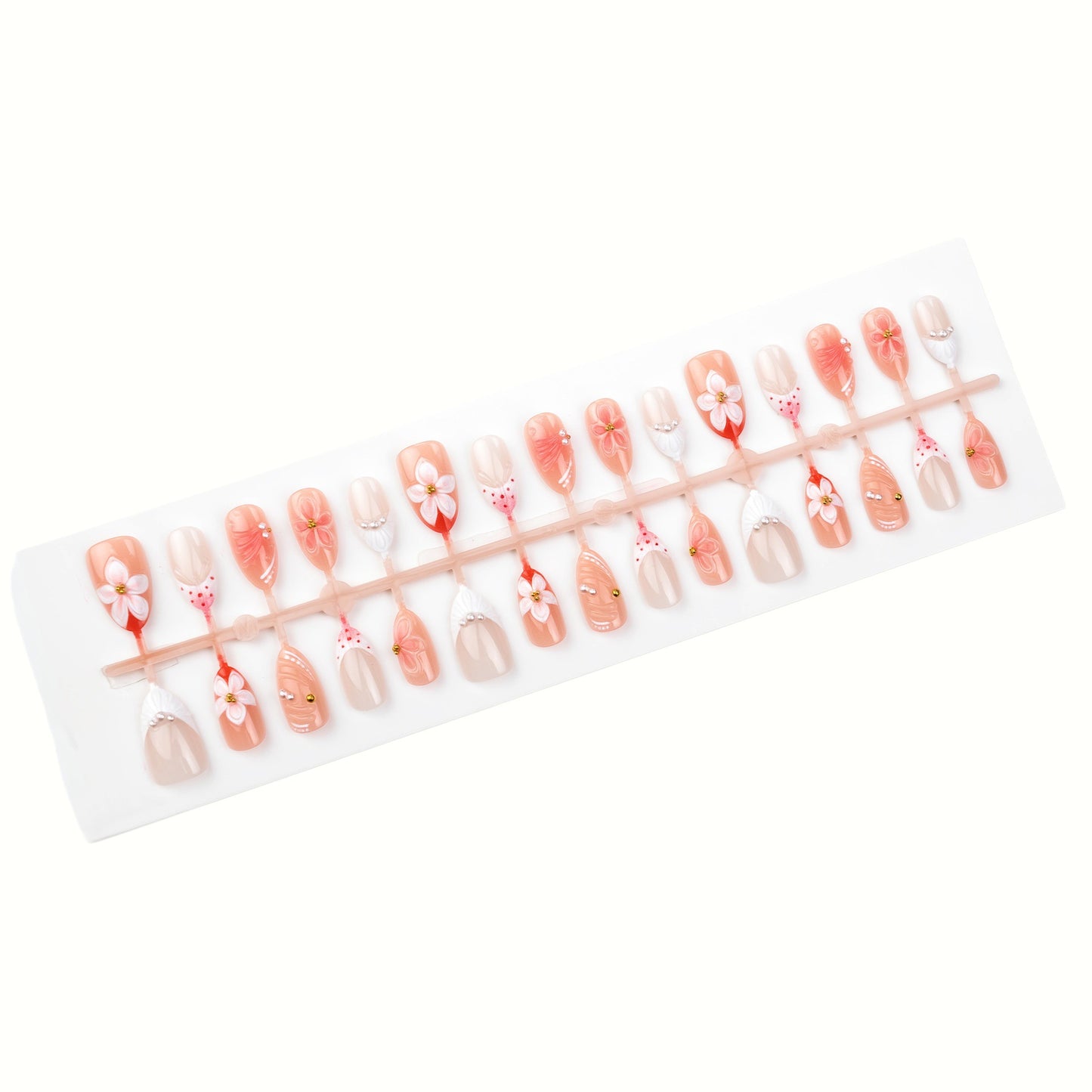 Floral Embellished Press-On Nail Set Acalora