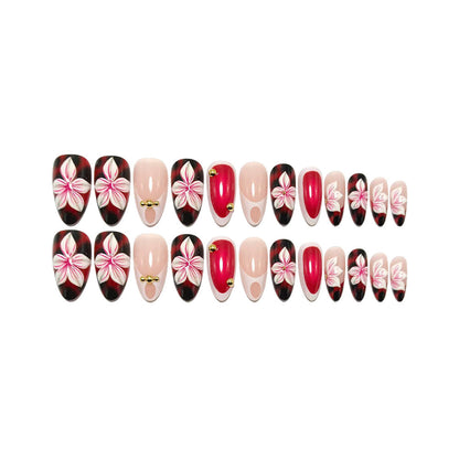 Nail set with elegant floral accents and high gloss finish Acalora