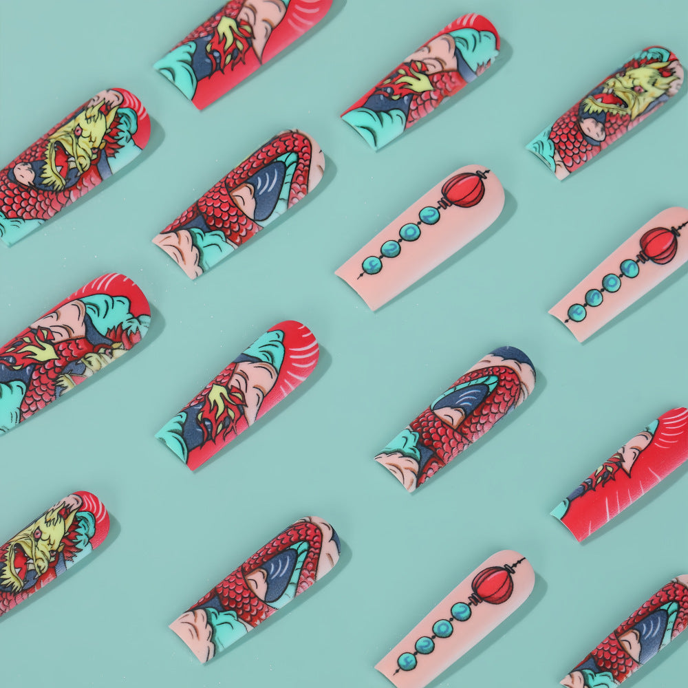 Creative artificial nails in Asian dragon design Acalora