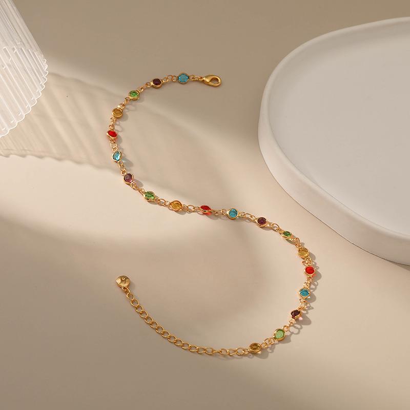 Colorful Gemstone Ankle Bracelet Acalora
