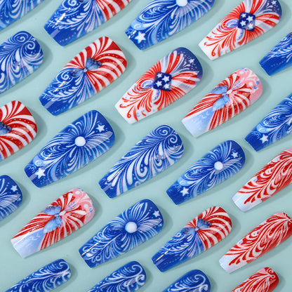 Creative acrylic nails with patriotic patterns Acalora