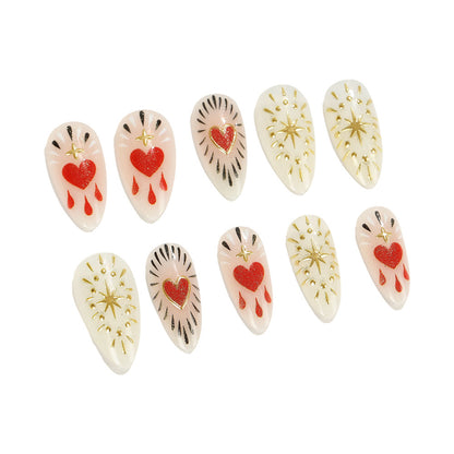 Nail art with glitter and heart decoration Acalora