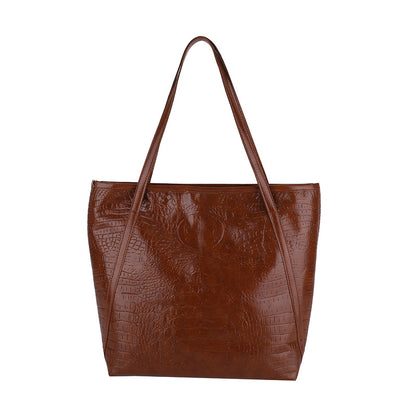 Crocodile-Embossed Leather Tote Bag Acalora