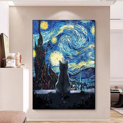 Artistic Cat-Themed Canvas Art