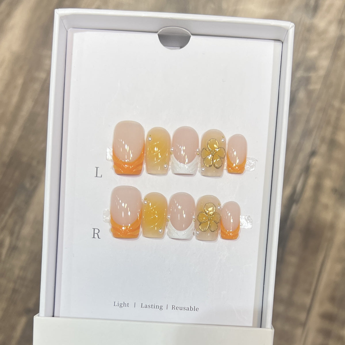 Elegant Stiletto Press-On Nail Set with Floral Accents Acalora