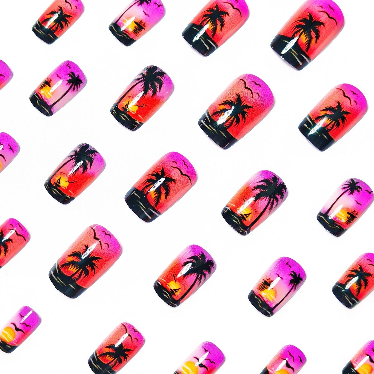 Artistic Sunset Beach Nail Art Acalora