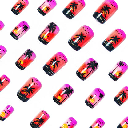 Artistic Sunset Beach Nail Art Acalora