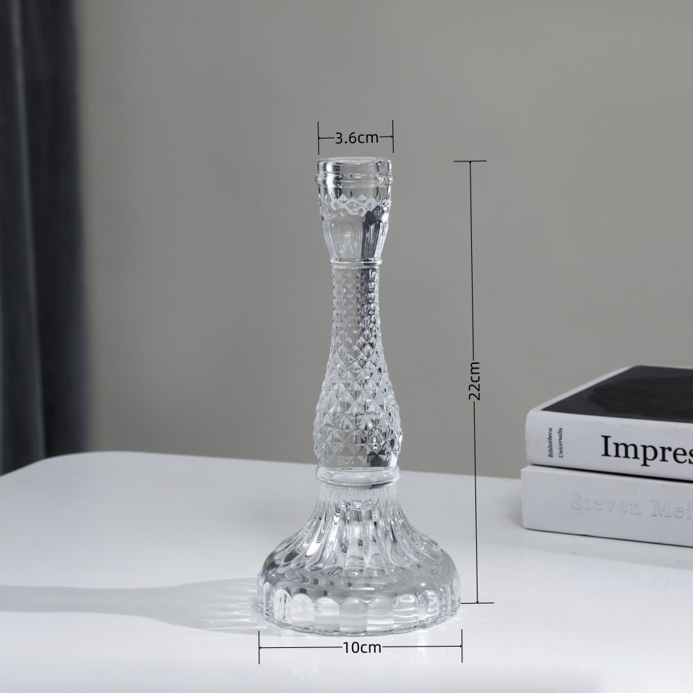 Tall Pressed Glass Decorative Candlestick Holder Acalora