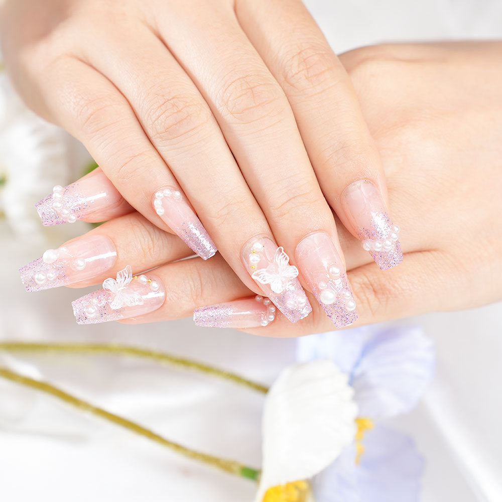 Decorative Nail Art Set with Butterfly Accents Acalora