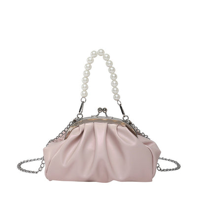 Elegant Clutch Handbag with Pearl Chain Acalora