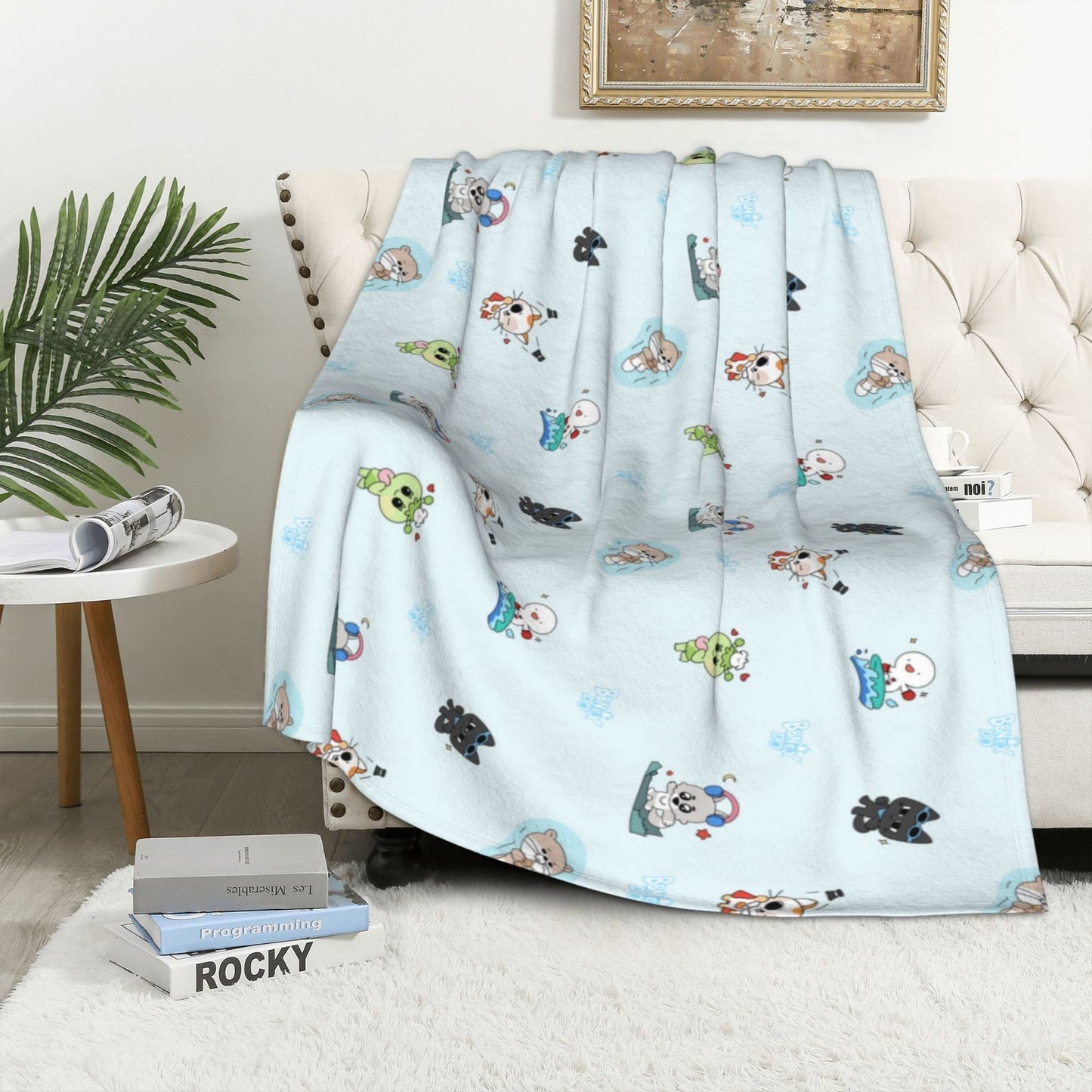 Cartoon-Themed Soft Fleece Throw Blanket