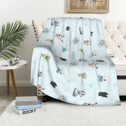 Cartoon-Themed Soft Fleece Throw Blanket
