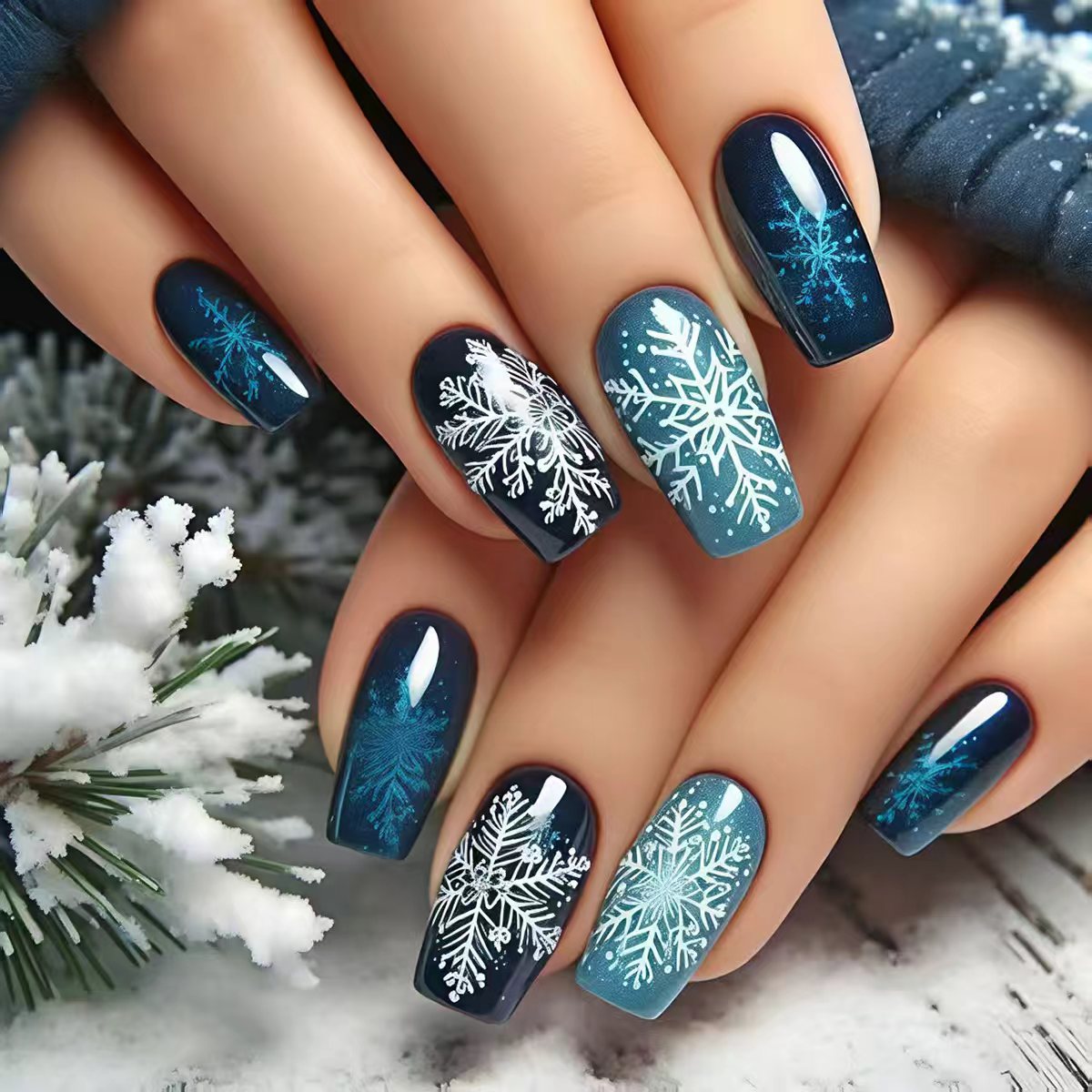 Frosted Snowflake Nail Art Acalora