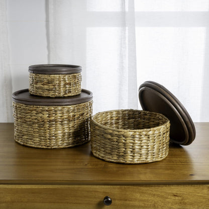 Handwoven storage basket with two handles Acalora