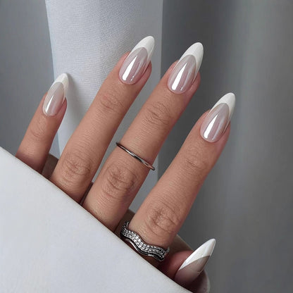 Artificial nails with elegant French design and high-gloss finish Acalora