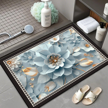 Floral Patterned Bath Mat Acalora