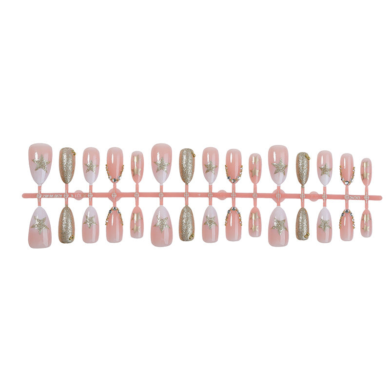 Glamorous Press-On Nail Art Set with Rhinestone Accents Acalora
