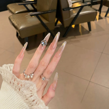 Reusable Stiletto Nail Art Set with Elegant Rhinestone Embellishments Acalora