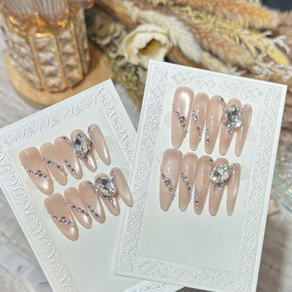Glamorous Rhinestone-Embellished Stiletto Press-On Nails Acalora